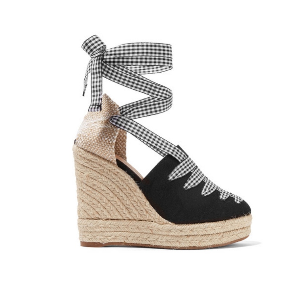 Castaner Gingham Espadrille Wedge Platform